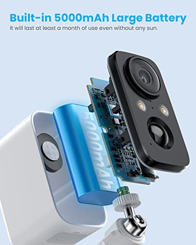 Solar Panel Security Cameras Wireless Outdoor - Battery Powered Cameras for Home Security WiFi Camera Surveillance Indoor System Floodlight Night Vison Alarm Motion Sensor Light Door Cam 6