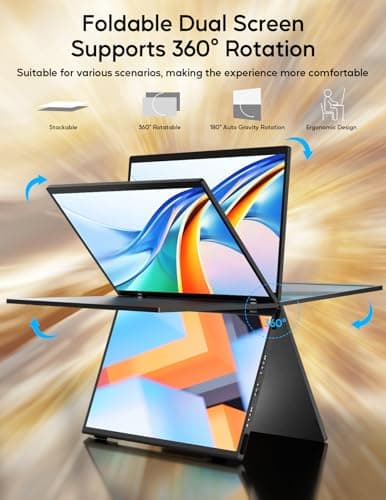 ZSCMALLS Laptop Screen Extender-15.6" Dual Portable Monitor for Laptop USB-C HDMI Stacked Folding Triple Monitor Travel Display with Kickstand VESA for Windows Mac 7