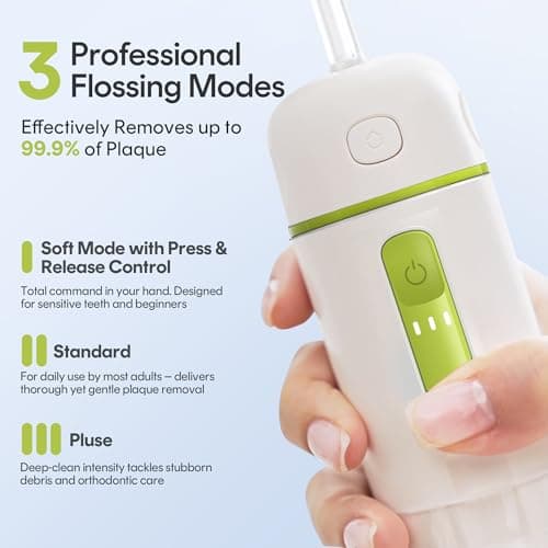 bixdo Water Flosser Portable for Travel - Mini Water Flosser with 3 Modes, IPX7 Waterproof, 360° Nozzles, Cordless Water Dental Flosser for Teeth Cleaning Flossing for Adults, Braces & Sensitive Gums 6