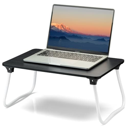 ZEAPTAC Laptop Bed Desk, Foldable Lap Desk, Portable Laptop Stand, Lightweight & Mini Table for Breakfast/Picnic/Drawing/Couch/Floor - Black