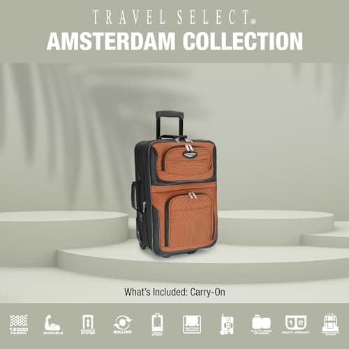 Travel Select Amsterdam Softside Expandable Luggage with Rolling Wheels, Navy, 21-Inch Carry-on 8
