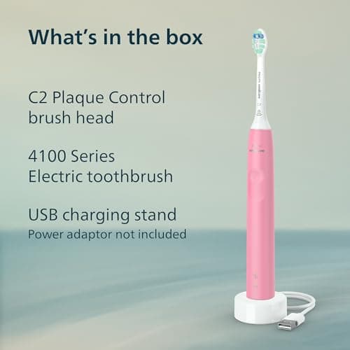 Philips Sonicare 4100 Series Electric Toothbrush - Sonic Toothbrush with Advanced Sonic Technology, Pressure Sensor, Two Intensity Settings, Smartimer & Quadpacer, Deep Pink, Model HX3681/26 8