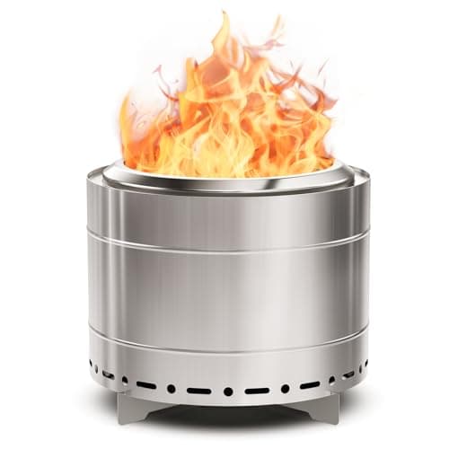 Panovue 19.5 inch Smokeless Fire Pit with Carry Bag, Stainless Steel Outdoor Smokeless Firepit, Wood Burning Fire Pits for Camping, Bonfire,Low Smoke Firepit for Outside(Silver)
