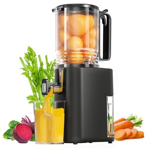 Cold Press Juicer, 5.5inch Wide Feed Chute Juicer Machine, Slow Masticating Juicer for Whole Vegetables & Fruits, Black