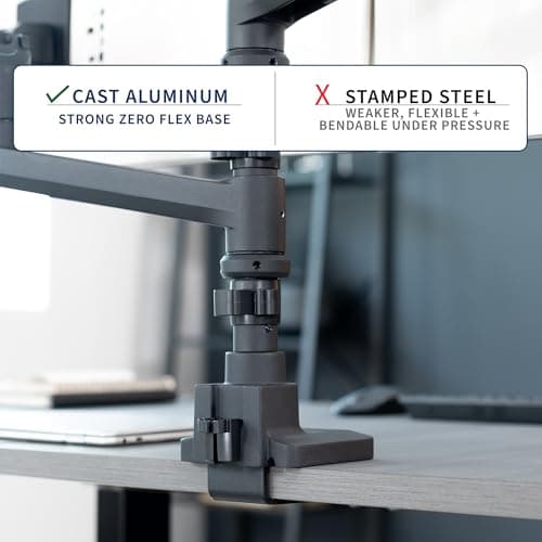 VIVO Pneumatic Arm Triple Ultrawide Monitor Extra Tall Desk Mount for Up to 49 inch Screens, Heavy Duty Clamp, Holds 3 Ultra Wides Up to 44 lbs, Black, STAND-V300D 7