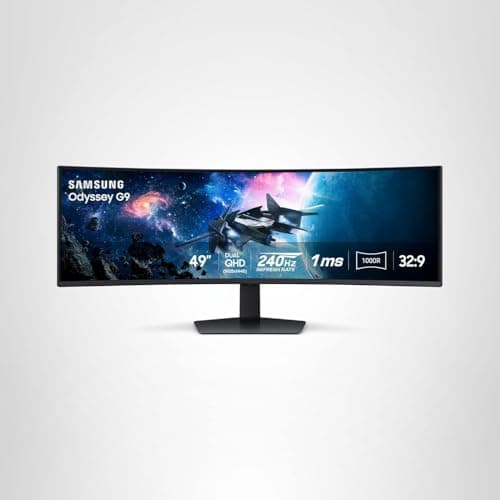 Samsung 49” Odyssey G9 Series DQHD 1000R Curved Gaming Monitor, 1ms(GtG), VESA DisplayHDR 1000, 240Hz, AMD FreeSync Premium Pro, Height Adjustable Stand, Ultrawide Screen, LS49CG954ENXZA, 2024 32