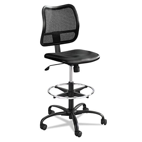 Safco Rolling Chair, Extended Height, Black Vinyl Mesh, Adjustable Height, Supportive Back and Ergonomic Design, 250 lbs Capacity, Black