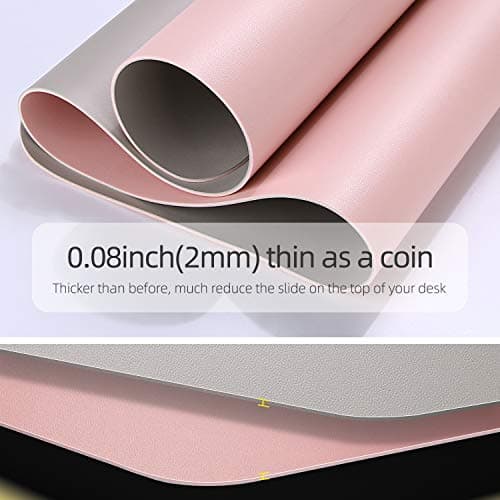 YSAGI Dual-Sided Desk Pad Protector, Desk Mat with Non-Slip - Waterproof PU Leather Office Desk Blotter for Mouse, Keyboard, Writing,31.5" x 15.7",Pink 5
