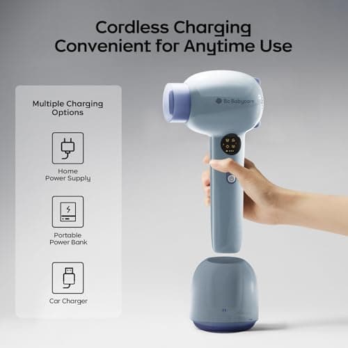 Bc Babycare Gentle Cordless Hair Dryer for Baby and Kids, Quiet Portable Mini Blow Dryer for Infant,​Portable​ Travel Hair Dryer,Low Heat/Speed with 4 Model for Hair Diaper and Full Body (Purple) 8