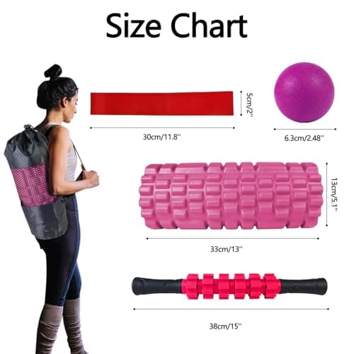 JOYENERGY 5 in 1 Foam Roller Set, Trigger Point Foam Roller Patented, Massage Stick, Massage Ball, Resistance Band for Deep Muscle Massage Pilates Yoga, Fitness Exercise for Whole Body 7