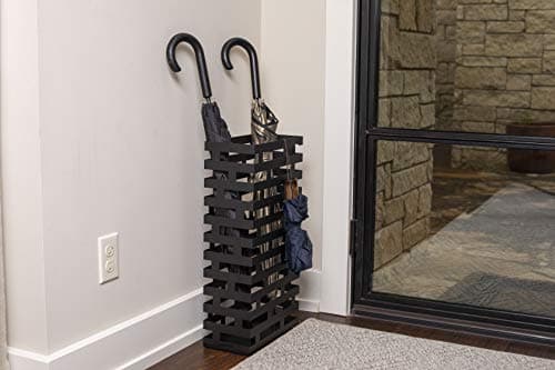 BIRDROCK HOME Decorative Umbrella Stand with Removable Water Tray - Large Freestanding Umbrella Rack and Cane Walking Stick Organizer - Metal Umbrella Holder for Entryway & Indoor Use - Black, Striped 6