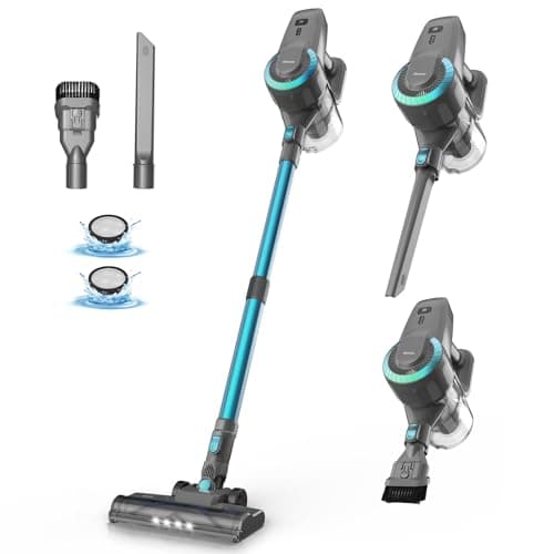 DEVOAC N300 Cordless Vacuum Cleaner, 6 in 1 Lightweight Stick Vacuum, 2200mAh Battery Up to 40mins Runtime, Powerful Handheld Vacuum for Hard Floor Rug Pet Hair Home Dorm (Waterfall)