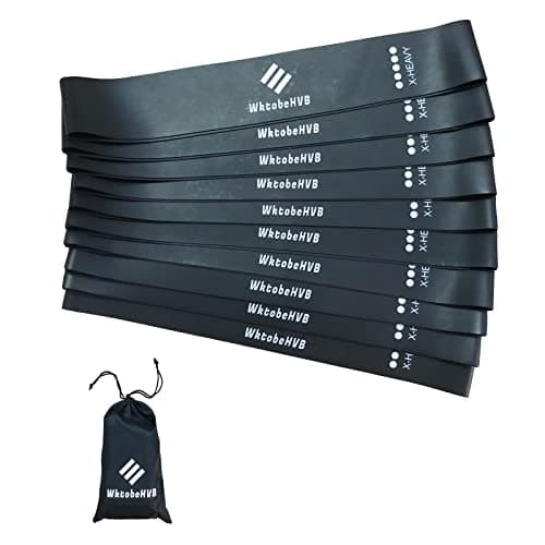 WktobeHVB Resistance Loop Exercise Bands-Stretch Bands for Working Out with Carry Bag-Elastic Band for Physical Therapy, Rehab, Yoga, Pilates and Strength Training (12×2 Inch, Black 10 Pack (X-Heavy))