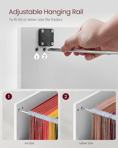 VASAGLE 3-Drawer Vertical File Cabinet, Filing Cabinet for Home Office, Printer Stand, with 3 Lockable Drawers, Adjustable Hanging Rail, for A4 and Letter-Size Files, Cloud White UOFC055W14 5