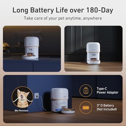 Yuposl Automatic Cat Feeders - 2L Cat Food Dispenser Easy to Use, Timed Automatic Pet Feeder with Over 180-day Battery Life, 1-6 Meals Dry Food Programmable Portion Control Also for Dogs 7