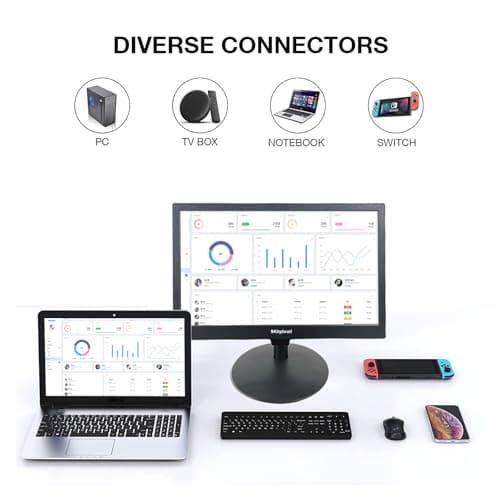 SKitphrati 15.6 Inch Small Computer PC Monitor, 1366x768 Video Screen With HDMI VGA BNC Ports, VESA Mounting, NVR/DVR for Home Office, Built-in Speakers 6