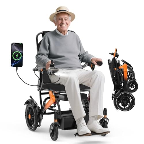 BIQISSI Electric Wheelchair for Adults, 36LBS Lightweight Electric Wheelchairs, 500W Brushless Motor Power Wheelchair, Foldable Motorized Wheelchair for Seniors, Airline Approval, 15Miles, MF-6