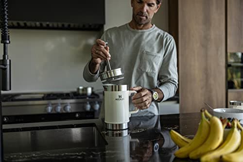 STANLEY Classic Stay-Hot French Press Coffee Maker 48 oz | 5 Minute Brew, 4 Hours Hot | Mesh Filter for Coffee Grounds | Insulated Stainless Steel French Press | BPA-Free | Cream Gloss 4