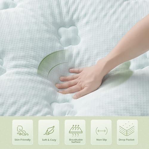 Hansleep Twin Mattress Pad Topper Memory Foam, Twin Foam Mattress Topper Viscose Derived from Bamboo, Twin Size Bed Mattress Pad Cover for Back Pain Relief, 39" x 75", White 7