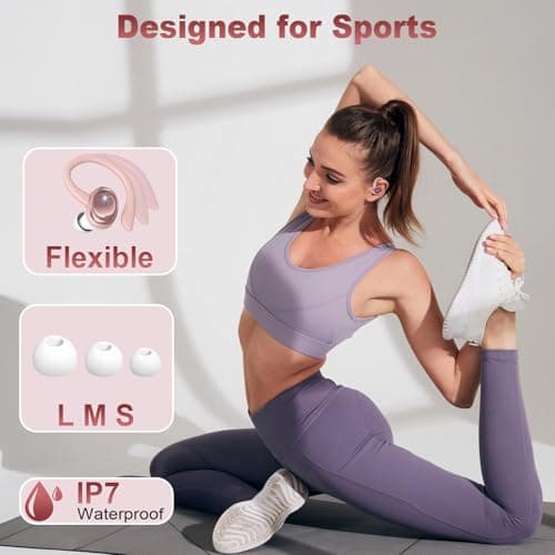 Wireless Earbuds Bluetooth 5.4 Headphones Sport, 2025 Bluetooth Earbuds with Earhooks, 50H Stereo Over Ear Buds, Earphone with 4 ENC Noise Canceling Mic, IP7 Waterproof Headset for Running/Gym/Workout 5