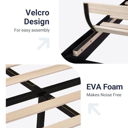 Allewie King Size Platform Bed Frame with Velvet Upholstered Headboard and Wooden Slats Support, Fully Upholstered Mattress Foundation/No Box Spring Needed/Easy Assembly, Black 5