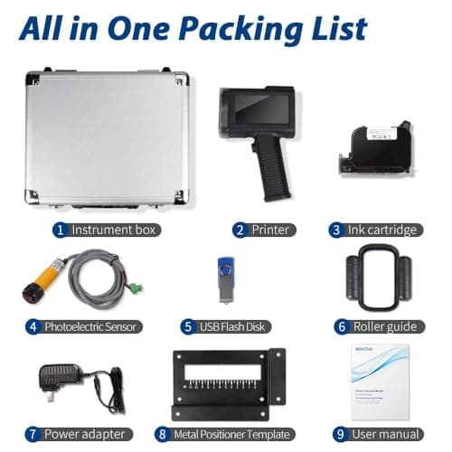 BENTSAI BT-HH6105B2 Handheld Inkjet Printer with 1/2 Inch Print Height Portable Handheld Printer for EXP Date, Batch Number, QR Code, Barcode, Logo on Carton Wood Fabric Plastic Metal (Black) 9