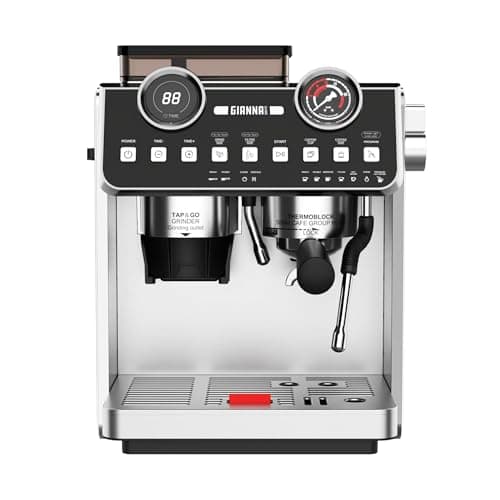 GIANNA Espresso Machine with Grinder, 20 Bar Professional Espresso Maker with Removable Water Tank, Milk Frother for Latte & Cappuccino, Ideal for Home & Office