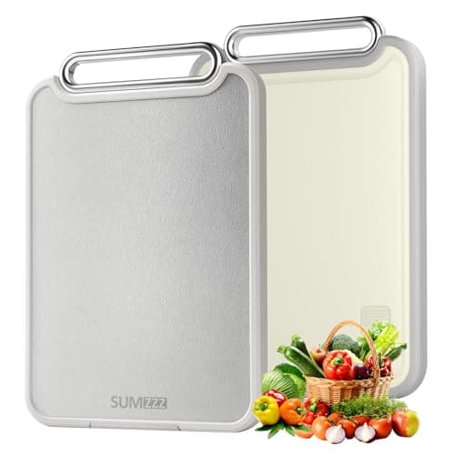 Sumzzz Stainless Steel Cutting Board for Kitchen, 2-in-1 Double-Sided Chopping Board, Food Grade Stainless Steel/PP, Easy to Clean, Large Size, Non-Slip, 16”×11”