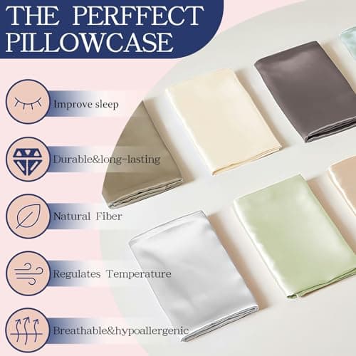 Jogcaw 2 Pack 100％ Silk Pillowcase for Hair and Skin, Soft Breathable Cooling Mulberry Silk Pillow Case Set of 2, Both Sides Grade 6A Silk Pillow Covers with Hidden Zipper (Sage Green, Standard) 6