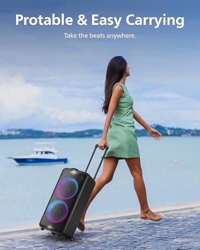 Philips X5206 bluetooth party speaker, portable with wheels, exciting light show, karaoke machine with microphone and Guitar Input, powerful bass & subwoofer, long playtime, perfect for outdoor events 8