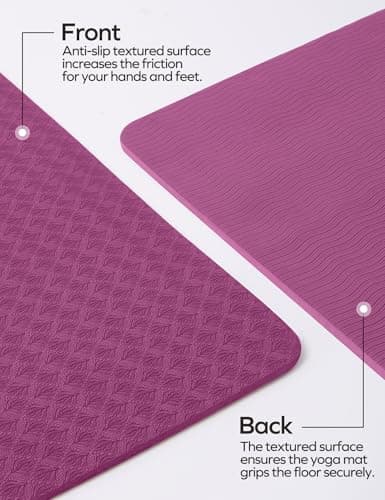 Ewedoos Eco Friendly Yoga Mat with Alignment Marks TPE Non Slip Hot Yoga Mat Thick 1/4'' Anti-Tear Surfaces Exercise Mat for Home Workout Fitness Pilates 6