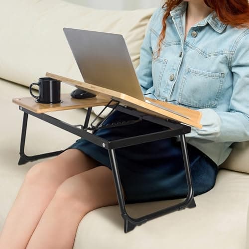 wishacc Book Stand for Reading in Bed, Laptop Stand Adjustable Book Holder Tray with Page Paper Clips Multi Angles Adjustable Cooking Bookstands for Textbook Recipe Magazine Tablet Portable 8