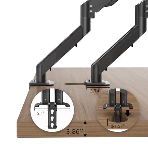 Dual Monitor Arm 32inch, Dual Monitor Mount, Monitor Desk Mount, Dual Monitor Stand Vesa Bracket, Monitor Stands for 17-32inch & 22lbs Monitors VESA Mount Computer Monitor Arm, Double Gas Spring Arm 6