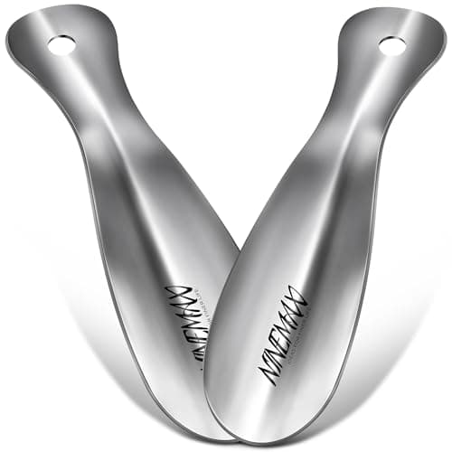 NINEMAX Metal Shoe Horn, Small Travel Shoehorn for Men Women Kids, Portable Stainless Steel Shoe Spoon Helper 7.5'' (Pack of 2) 7