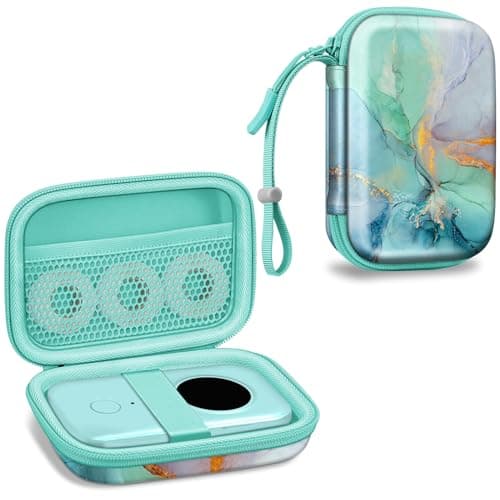 Fintie Label Maker Case Compatible with Phomemo D30 D35, NELKO P21, SUPVAN E10, NIIMBOT D11 D110, JADENS D110, ORGSTA S001 - Portable Shockproof Hard Shell Label Printer Carrying Cover, Emerald Marble 8
