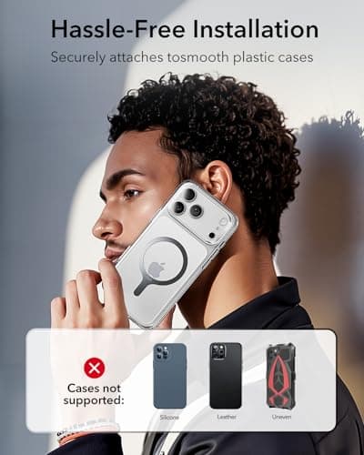 ESR for MagSafe Sticker, MagSafe Ring, 2 Pack Metal Ring for Phone case, Universal Wireless Charger Conversion Kit for iPhone 17/17e/16/16e/15/14/13/12/11, Samsung Galaxy, Google Pixel 10, Black 8