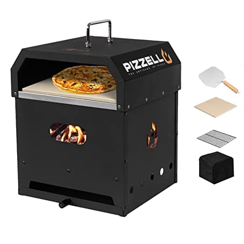 PIZZELLO 12" Outdoor Pizza Oven 4 in 1 Wood Fired 2-Layer Detachable Outside Ovens With Pizza Stone, Pizza Peel, Cover, Cooking Grill Grate, Pizzello Gusto