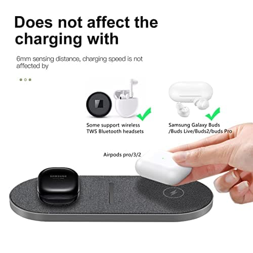 40W Wireless Charging Pad,Dual 20W Charging mat for Apple iPhone 16 15 14 13 12 11 Pro/Max/Mini/Plus/XS/XR,Airpods 4/3/Pro,2 in 1 Wireless Phone Charger for Samsung,Pixel,Xperia(with PD Adapter) 8