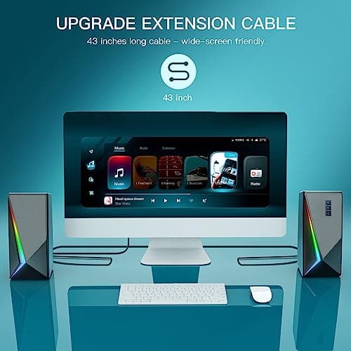 RGB PC Speakers with Volume Control, USB Powered Subwoofer - For Desktop, Laptop, Tablet, Phone 6