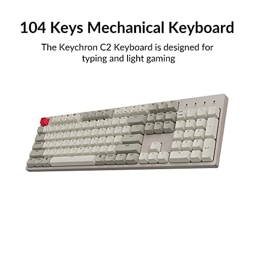 Keychron C2 Full Size Hot-swappable Wired Mechanical Keyboard Compatible with Mac, Keychron Brown Switch, 104 Keys ABS Retro Color Keycaps Gaming Keyboard for Windows, USB-C Type-C Braid Cable 8