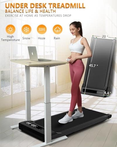 Walking Pad Treadmill Under Desk With Incline for Office Home, 265 lbs Capacity Portable Mini Treadmill, 2.5HP 2 in 1 Jogging With Remote Control, LED Display 7