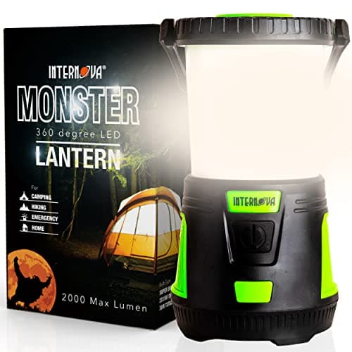 Internova 2000 Lumen LED Camping Lantern, Longest Lasting Battery Lantern, Powered & Operated with Infinite 360 Degree Light Control