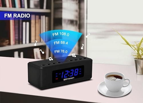 Emerson CK2023AM/FM Dual Alarm Clock Radio with 0.6" Blue LED Display, 4-Level dimmer, and Wake to Radio/Buzzer Alarm, Black 6