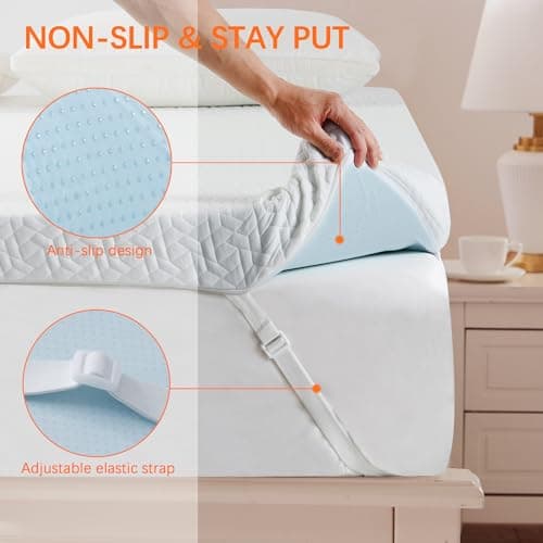 3 Inch Gel Memory Foam Cooling King Size Mattress Topper, Mattress Pad Cover for Pressure Relief, Bed Topper with Removable Cover，Soft & Breathable 5