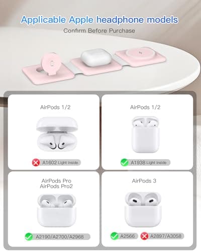 Charging Station for Apple Multiple Devices: 3 in 1 Foldable Magnetic Wireless Charger Stand - Travel Charging Dock Compatible with iPhone 16 15 14 13 12 Pro Max Plus Apple Watch AirPods 5