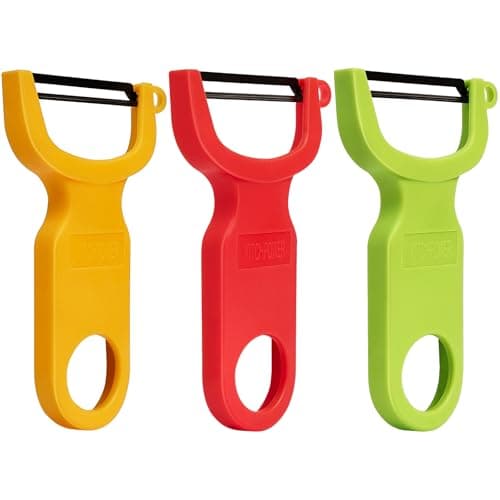 Original Vegetable Fruit Peeler Carbon Steel Blade 3 Pack Red/Green/Yellow…