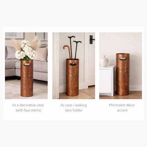 Concepts 21 inch Heavy Duty Metal Umbrella Stand - Durable Storage Holder for Umbrellas - Indoor and Outdoor Use - Stylish and Modern Organizer for Entryways. (Copper Lace) 5