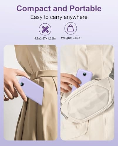 Portable Charger, 12000mAh 22.5W USB C Fast Charging Power Bank with Built-in Cables and AC Wall Plug, Smart LED Display Travel Essentials Battery Pack Compatible with iPhone, iPad, Samsung etc Purple 8