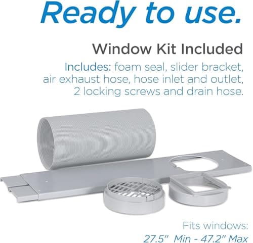 BLACK+DECKER 8,000 BTU Portable Air Conditioner with Wifi & Remote Control, 3-1-in AC, Fan & Dehumidifier, with App, Alexa & Google Assistant, Window Kit 7