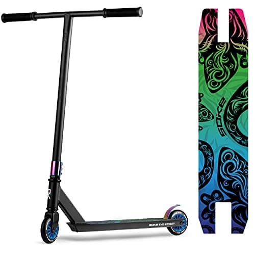 Stunt Scooter SOKE Pro Street Neo | Chrome Kick Scooter with ABEC 9 | Ball Bearing Scooter Adult and Children SOKE | Various Designs Available | Size: 100 x 24 mm